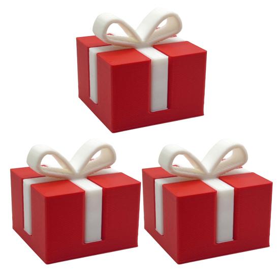1/2/3Pcs Mini Christmas Gift Box Figurine 3D Printed White Bow Red Present Box Holiday