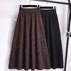 Women Knitting Skirt High Waist A-Line Large Hem Design Midi Skirt Solid Color Autumn Winter Pleated Skirt Daily Wear