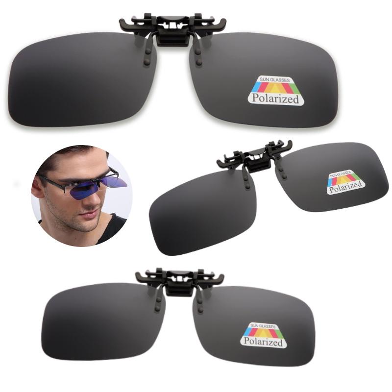 On Clip Polarised Sunglasses Flip Up Square Lens Sun Protection Fishing Cycling