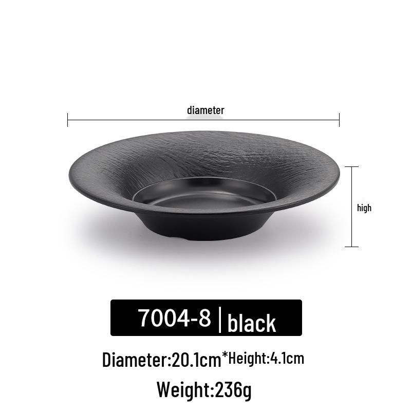 

Melamine Straw Hat Plate: Imitation Porcelain Deep Dish for Hotel & Restaurant - Ideal for Western Cuisine, Soups, Artistic Salads, & Commercial Use