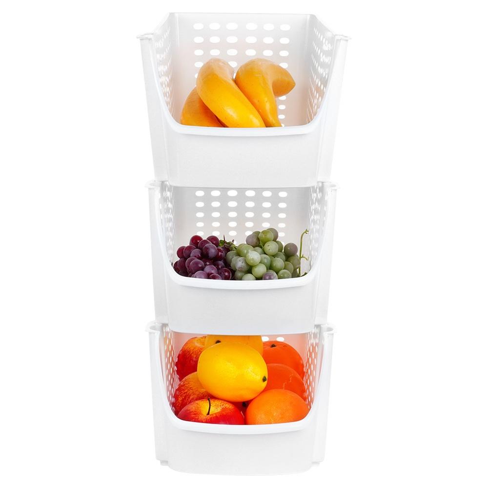 Vegetable and fruit container white 29x21x16 cm 3 pcs.