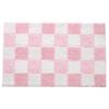 Pink Checkerboard Bathroom Floor Mat Absorbent Quick-drying Mat for The Home Bathroom and Thick Flocked Bathroom Rug