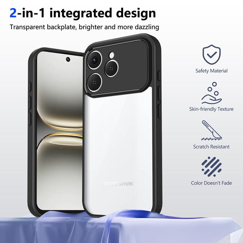 Gjennomsiktig silikondeksel til Tecno Spark 40 Spark40 Pro Plus 40C PC-bakside TPU-støtfanger Støtsikkert Gjennomsiktig Telefondeksel