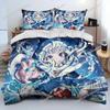 Cute Gawr Gura Hololive Anime Shark Bedding Set Duvet Cover Bed Set Quilt Cover Pillowcase Comforter King Queen Size Boys Adult7