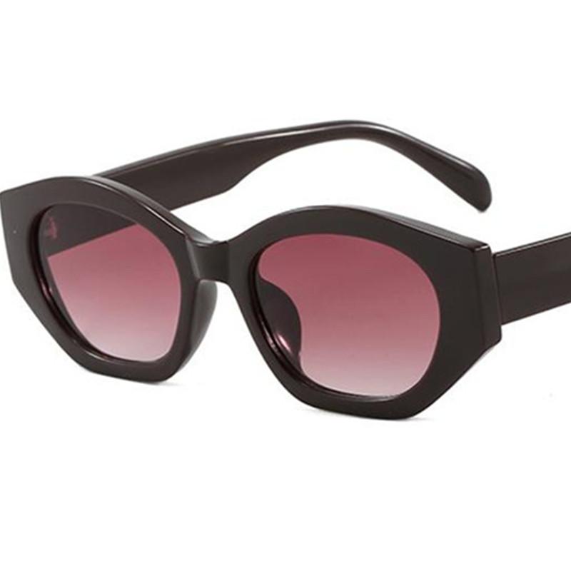 

NEW Sunglasses Personality Cat Eye Sun Glasses Anti-UV Spectacles Polygon Eyeglasses Women Ornamental Irregular Google as picture коричневый