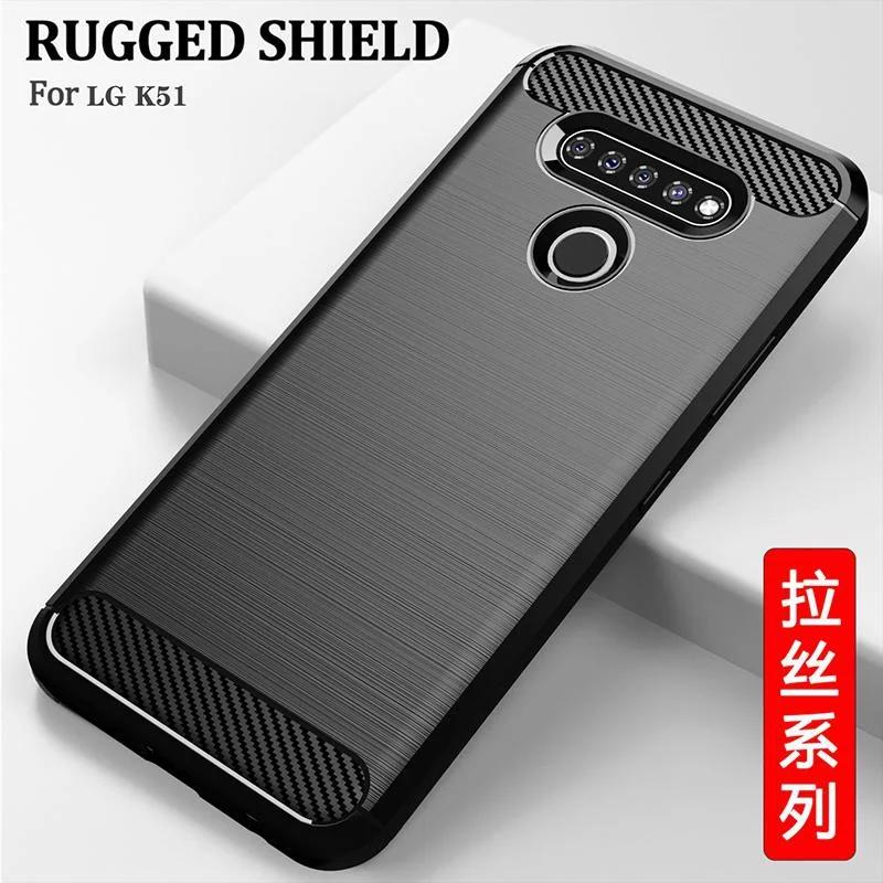 Carbon Fiber Texture TPU Case for K92 K22 K42 K52 K62 K51S K61S Velvet Stylo 6 5 V60 V50 ThinQ Shockproof Protective Cover Funda