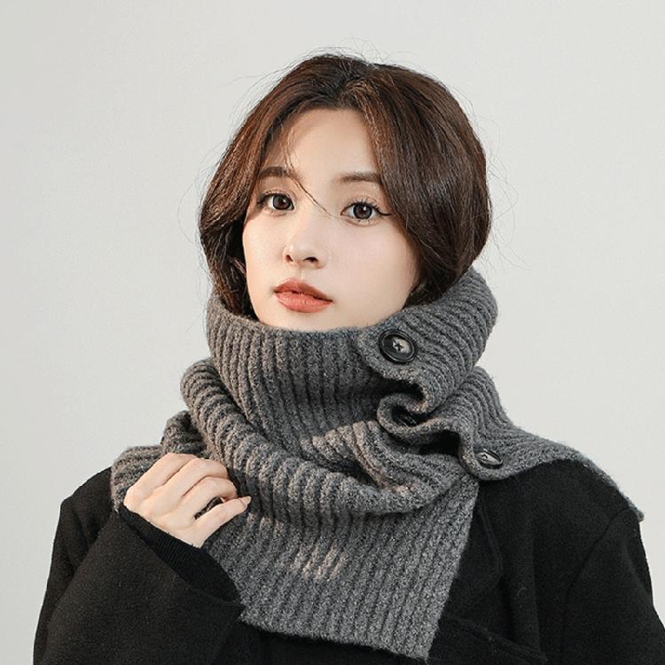 Buttoned Knitted Neck Scarf Neck Wrap for Winter Warmth Trendy Neck Gaiter Shoulder Wrap Neck Shawl for Women Travel