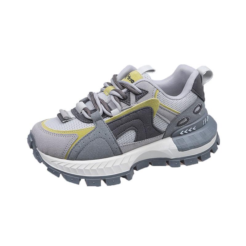 

Platform-soled retro waffle Forrest Gump shoes women s 2025 spring new height-increasing versatile foot-showing small sports dad shoes 35 серый