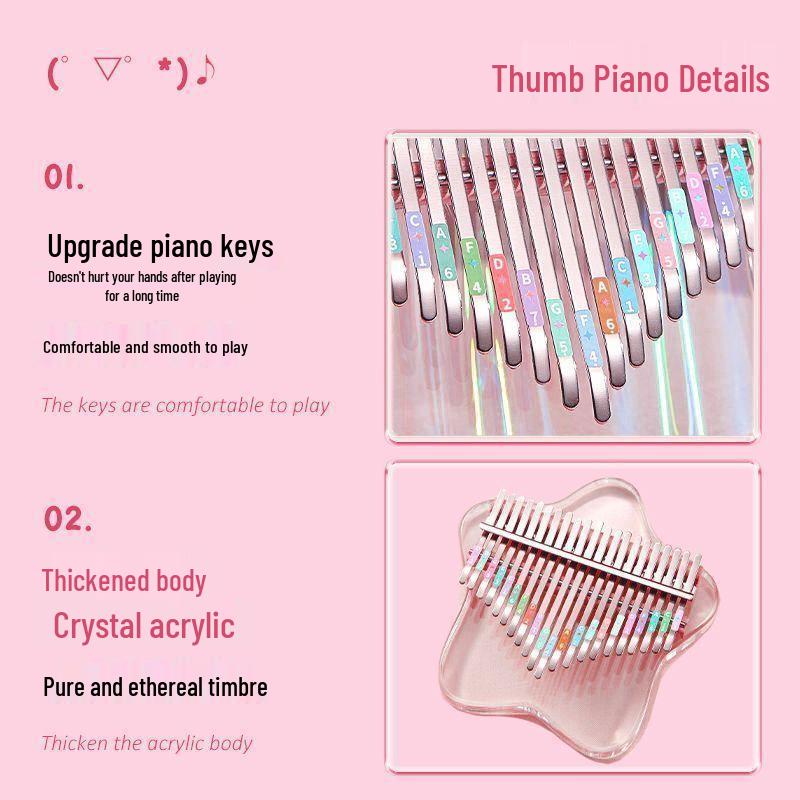 Kalimba Thumb Piano - Transparent Crystal with 21 Keys, Perfect for Children and Beginners