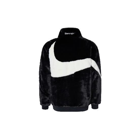 Nike Giacca da Uomo in Velluto di Visone Sintetico con Collo Alto e Zip Nera FB7664-010