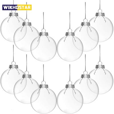 6Pcs Clear Plastic Christmas Ball Fillable Ornament Xmas Tree Hanging Bauble Pendant Christmas Home Decoration Gift