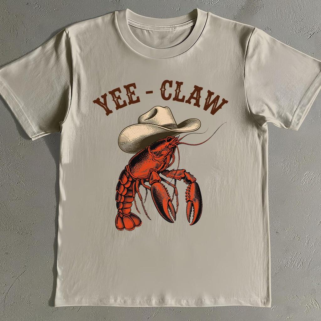 Yee Claw Shirt - Funny Lobster Cowboy T-Shirt - Western Pun Tee