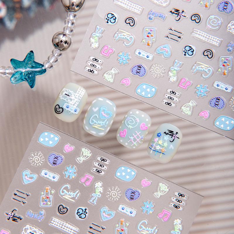 Cyansea Cute Cartoon Girl Nail Art Sun Heart Stickers