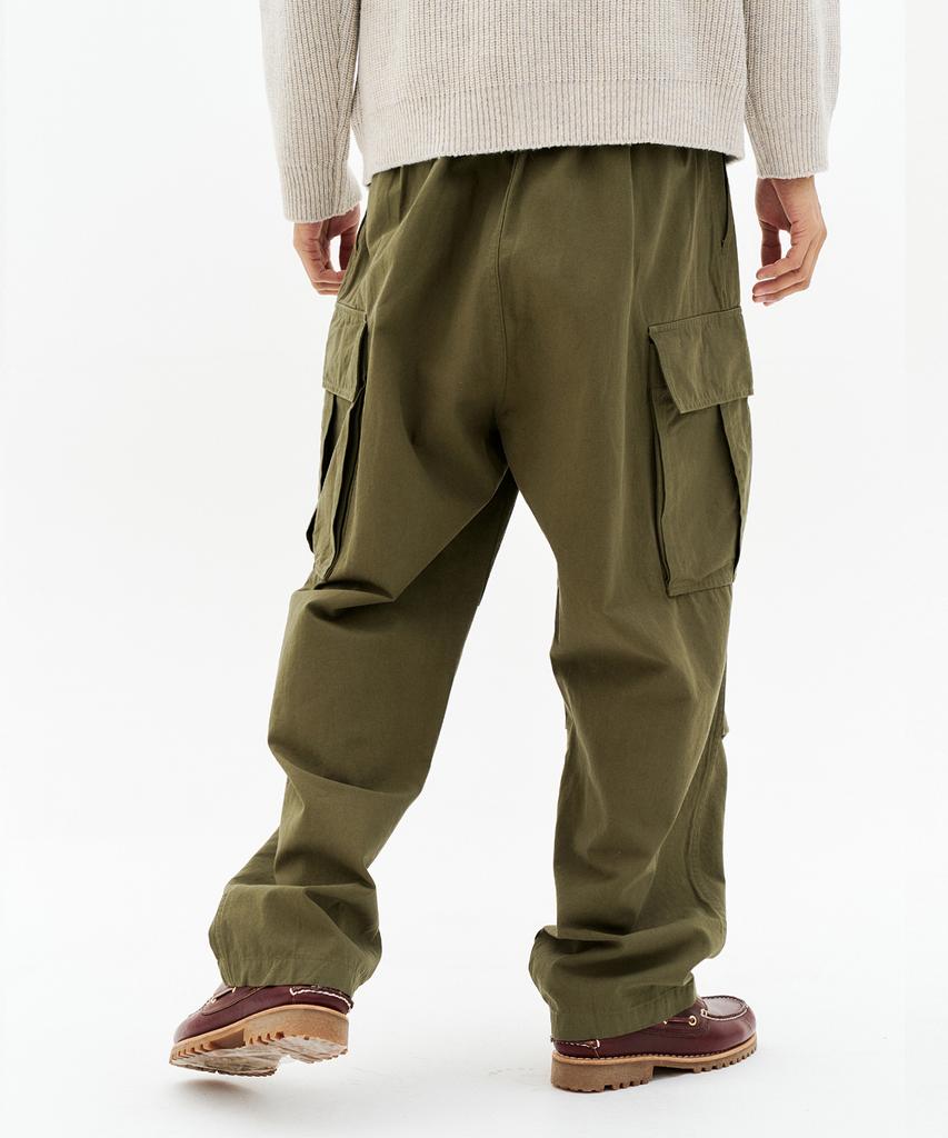 CONTROBANAL3 Single-Pleat Wide Cargo Pants [Khaki]