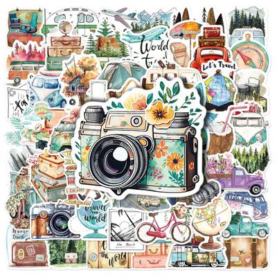 50pcs Outdoor Travel DIY Stickers Pack Scrapbooking Phone Luggage Laptop Car Skateboard Decorative Waterproof Graffiti Decals