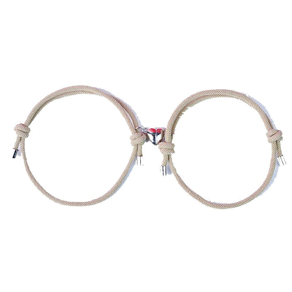Handmade Couple Bracelet Contrasting Colors Fortune Bracelet Magnetic Heart Bracelet  Decoration