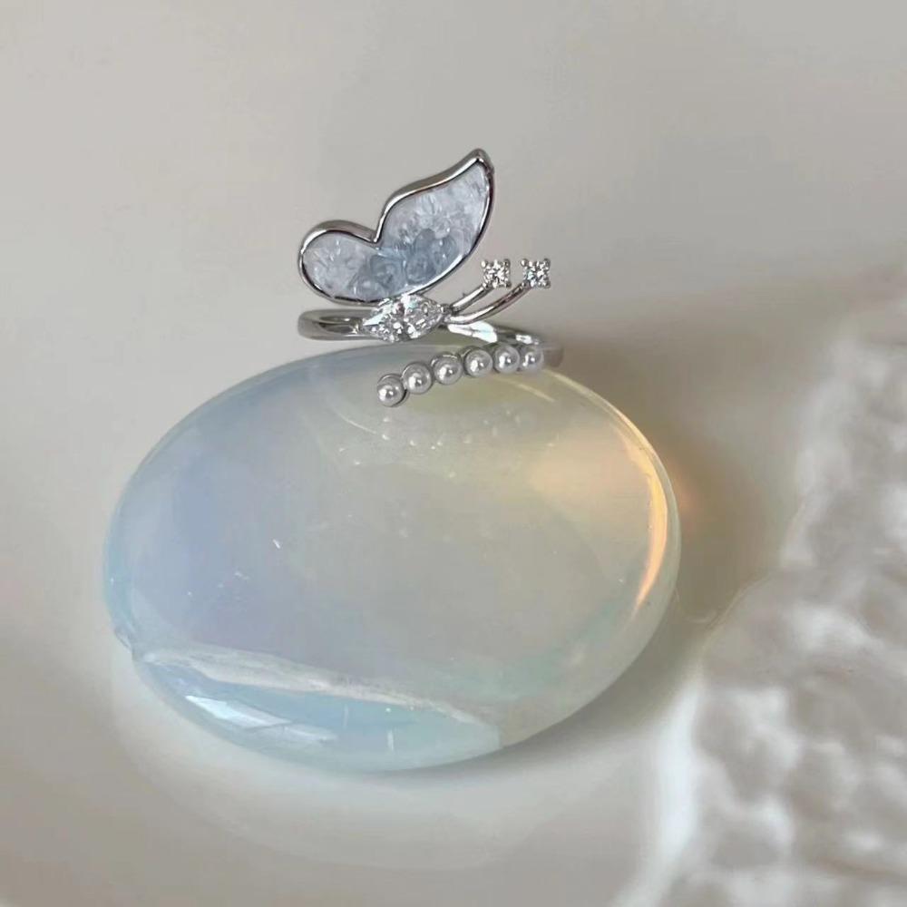 French Retro Blue Butterfly Ring Design Sense Temperament Personality Simple Cold Sense Versatile Ring