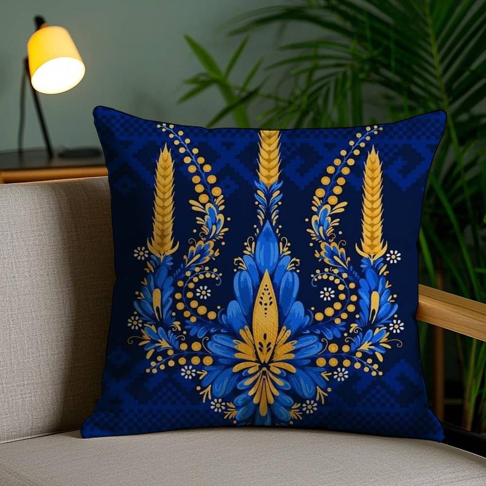 Ukraine Flag Aesthetic Pillow Case Sofa Short Plush Double-Sided Hd Printing Room Home Office Gift Cushion Cover