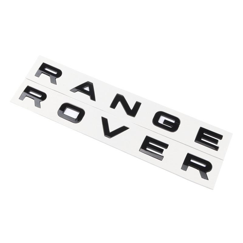 Compatible with Land Rover RANGE ROVER and Range Rover Evoque hood and rear emblems, featuring front and back English lettering stickers.