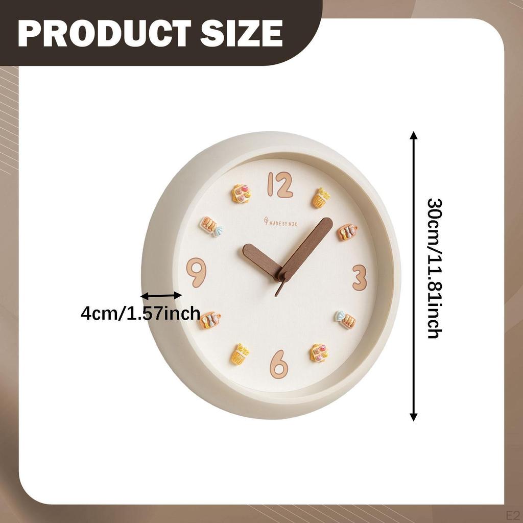 12''wall Clock Decorative Easy Read Modern Cute Compact Timepiece Wall Ornament for Farmhouse
