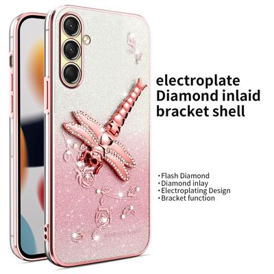 KADEM Pouzdro pro Samsung Galaxy A17 Vážka Stojánek TPU Květiny Třpytivé Kryt na telefon