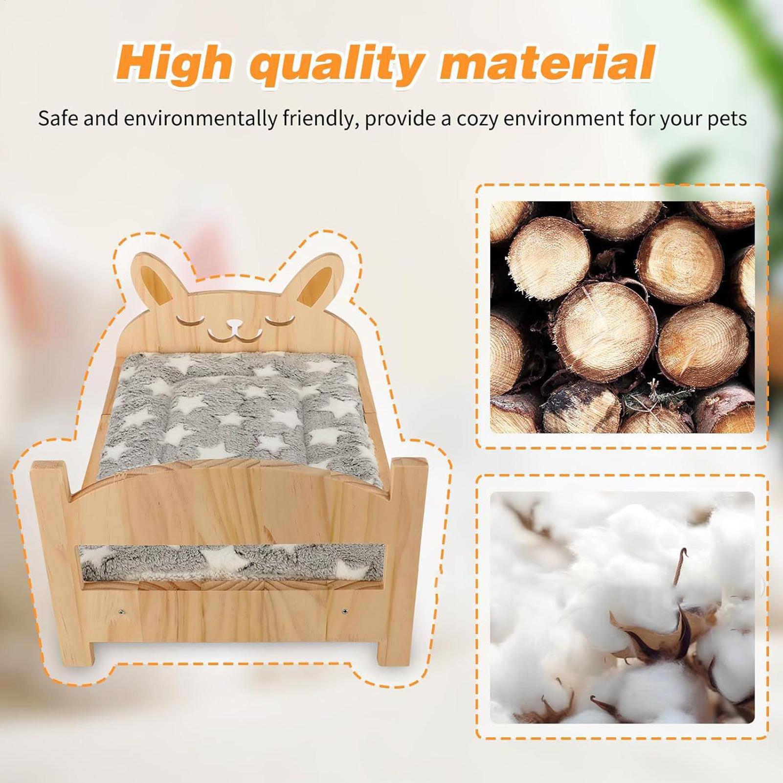 

Ferret Bed Cartoon Tiny Pet Habitat with Soft Mat Wooden Detachable Bunny Hedgehog Bed Kitten Hamster Glider Squirrel Cage CN
