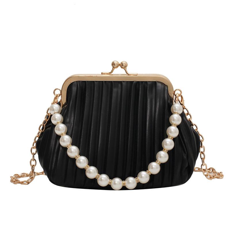 

Temperament simple chain bag new sequined texture single shoulder crossbody clip button armpit чёрный