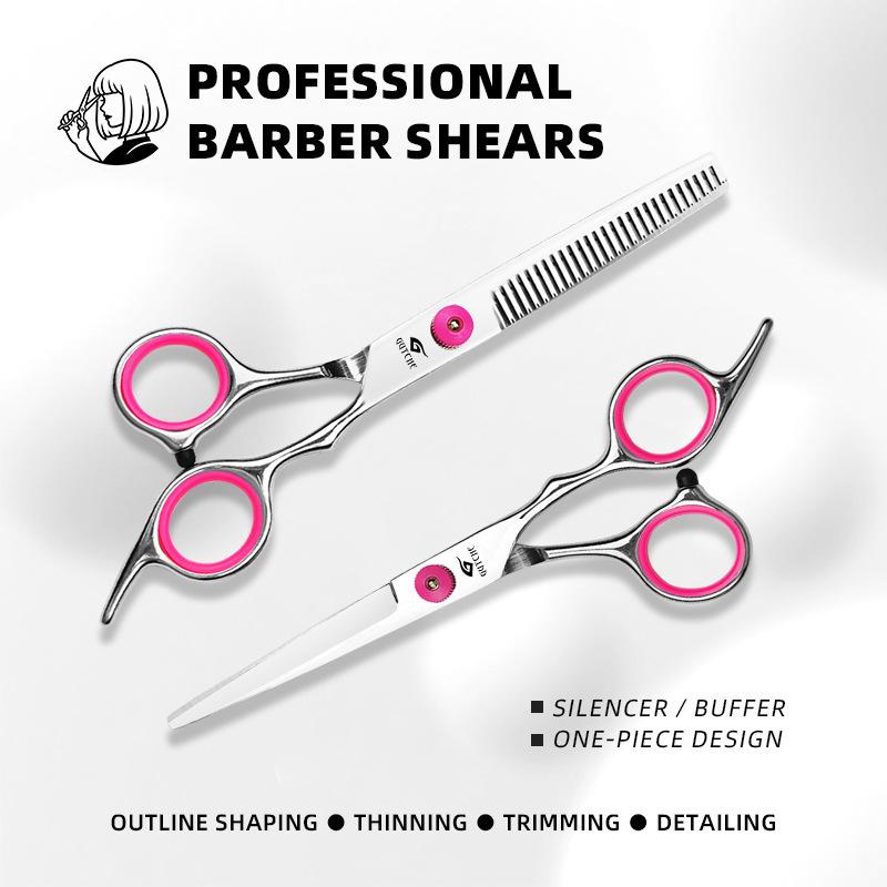 Pink Cap Stainless Steel Professional Barber Thinning Scissors for Bangs and Hair Salon Use