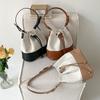 Neue koreanische Patchwork-Schultertasche mit Kordelzug für Damen, modisches Nischenprodukt, geräumige Canvas-Tasche für Pendler