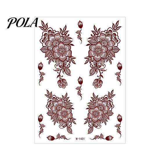 Henna Tattoo Stickers, Red Brown Waterproof Lace Temporary Tattoos, Indian Mehndi Body Art for Hands Feet, Festival Makeup