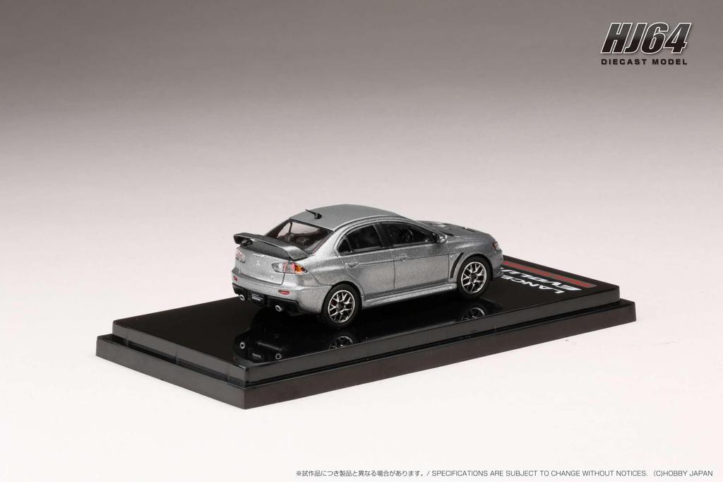 HJ64 1/64 Scale Mitsubishi Lancer Evolution X FINAL EDITION with Engine Display Model, Titanium Gray Metallic, Finished