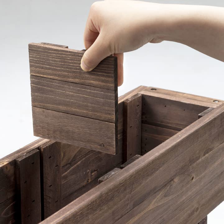 Takasho Slim Herb Planter S Brown Wooden WSP with Divider Rectangular Planter Pot Stylish Flower Pot WSP-01B