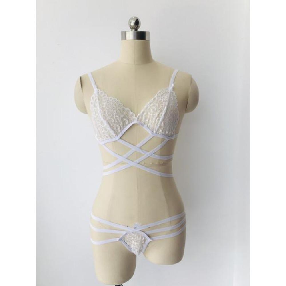 Sexy Lingerie Sets Lace See Through Bra Panties Erotic Hollow Out Bandage Underwear Porno Sex Adult Costume Women Clothes