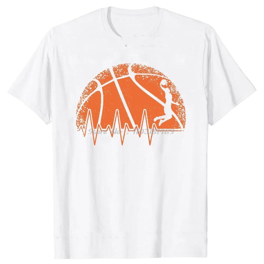 Men Clothing Basketball Heartbeat TShirt Men Birthday Gifts Short Sleeves Funny Tees Fashion Graphic Tshirts Sport Lover
