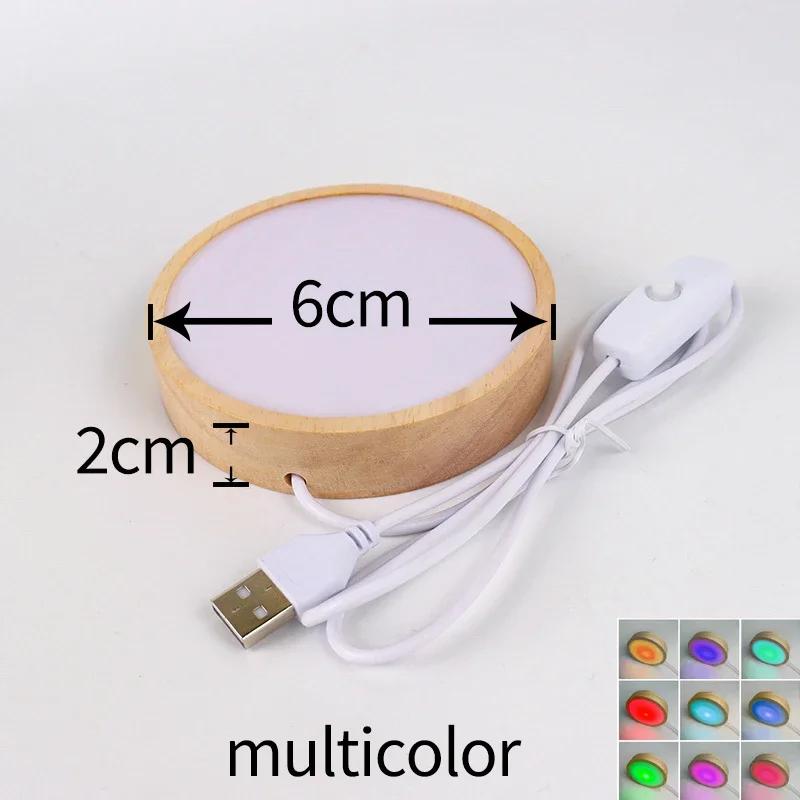 1-4 STÜCKE 6/8/10CM Runde Holz LED Nachtlicht Basis 3D Dekorative Holzhalterung Präsentationsständer Kristalle Glaskugel Acryl Dekor