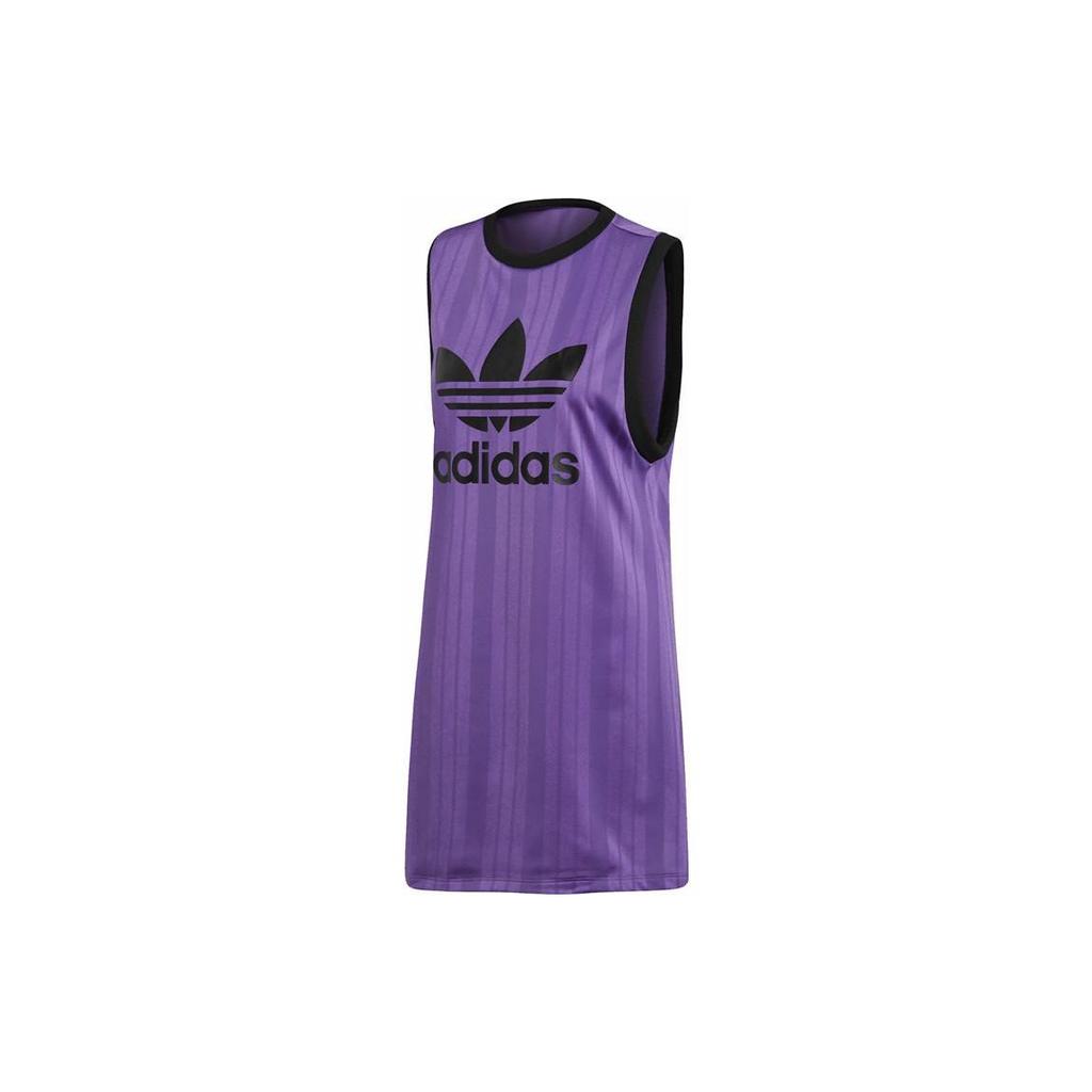 Adidas Originals Trefoil Logo Pullover Round Neck Tank Top Women Tops Purple DV0136