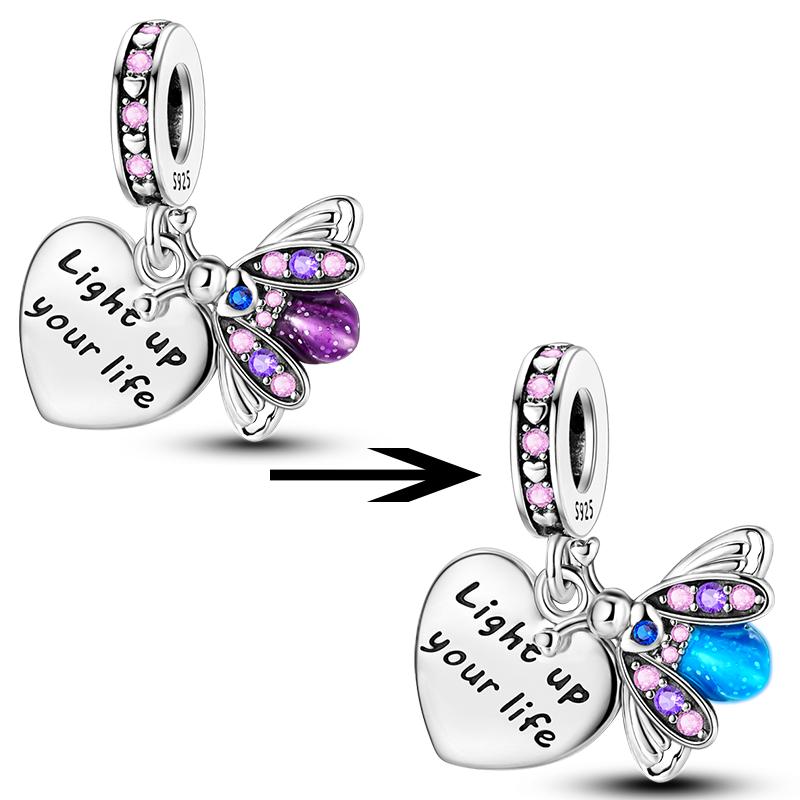 Charm Genuine Copper Tulip Butterfly Chameleon Pendant Piece Bead Elements Suitable For Authentic Bracelet Style For Women Jewelry Creation Present