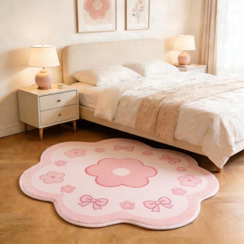 Bunte Blumenteppiche für das Wohnzimmer Flauschig Weicher Schlafzimmer Dekor Teppich Unregelmäßige Form Nachttischteppich Zuhause Dicke Plüsch Bodenmatte