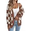 2025 Autumn/Winter New European & American Plaid Knit Oversized Women's Cardigan Sweater