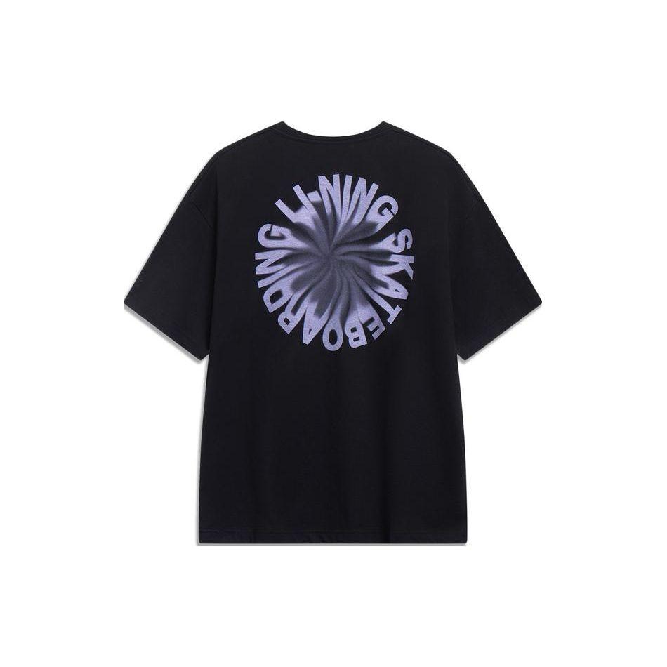 Li Ning Skateboard Series Logo Print Round Neck Loose Couple Sports Short Sleeve T-Shirt Unisex Tops AHST087-1