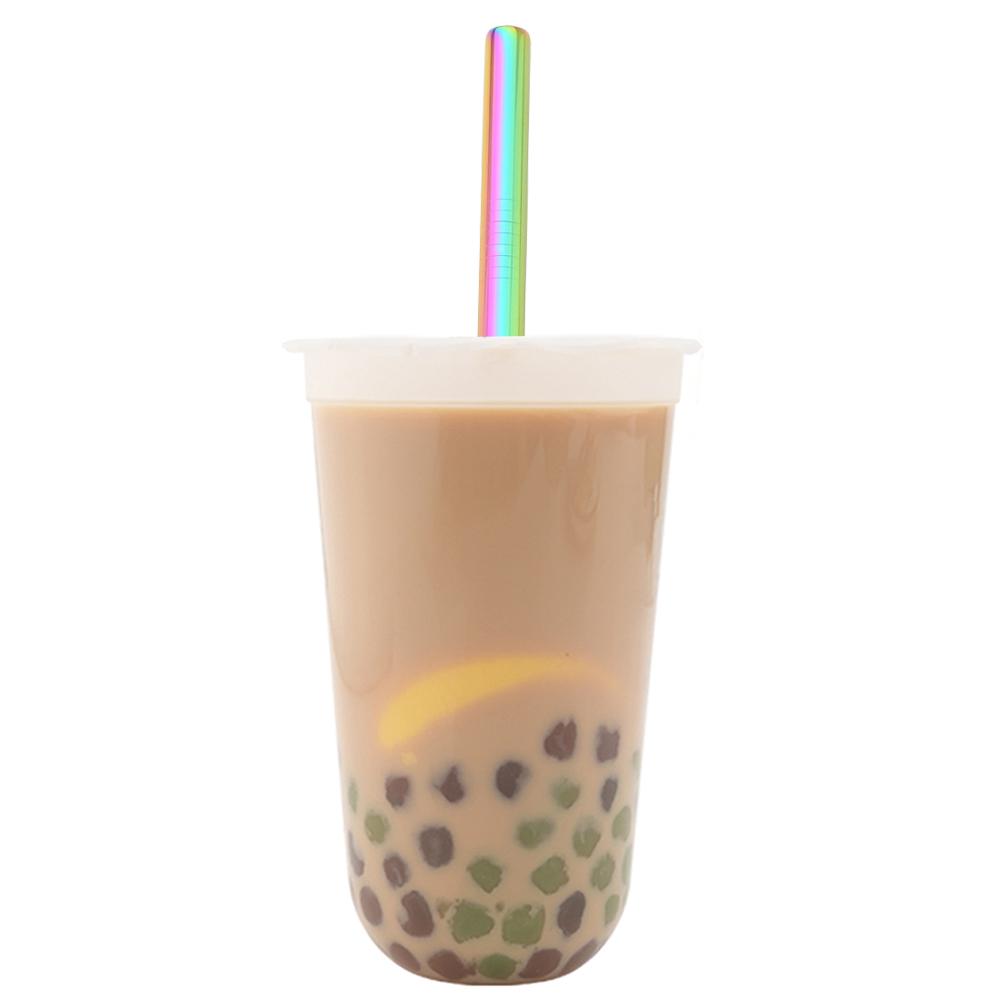 6pcs Fruit Juice Milkshake Cocktail Straw Pearl Milk Tea Drinking Straw Set Wide 12mm Stainless Steel Straw Home Bar Accessories