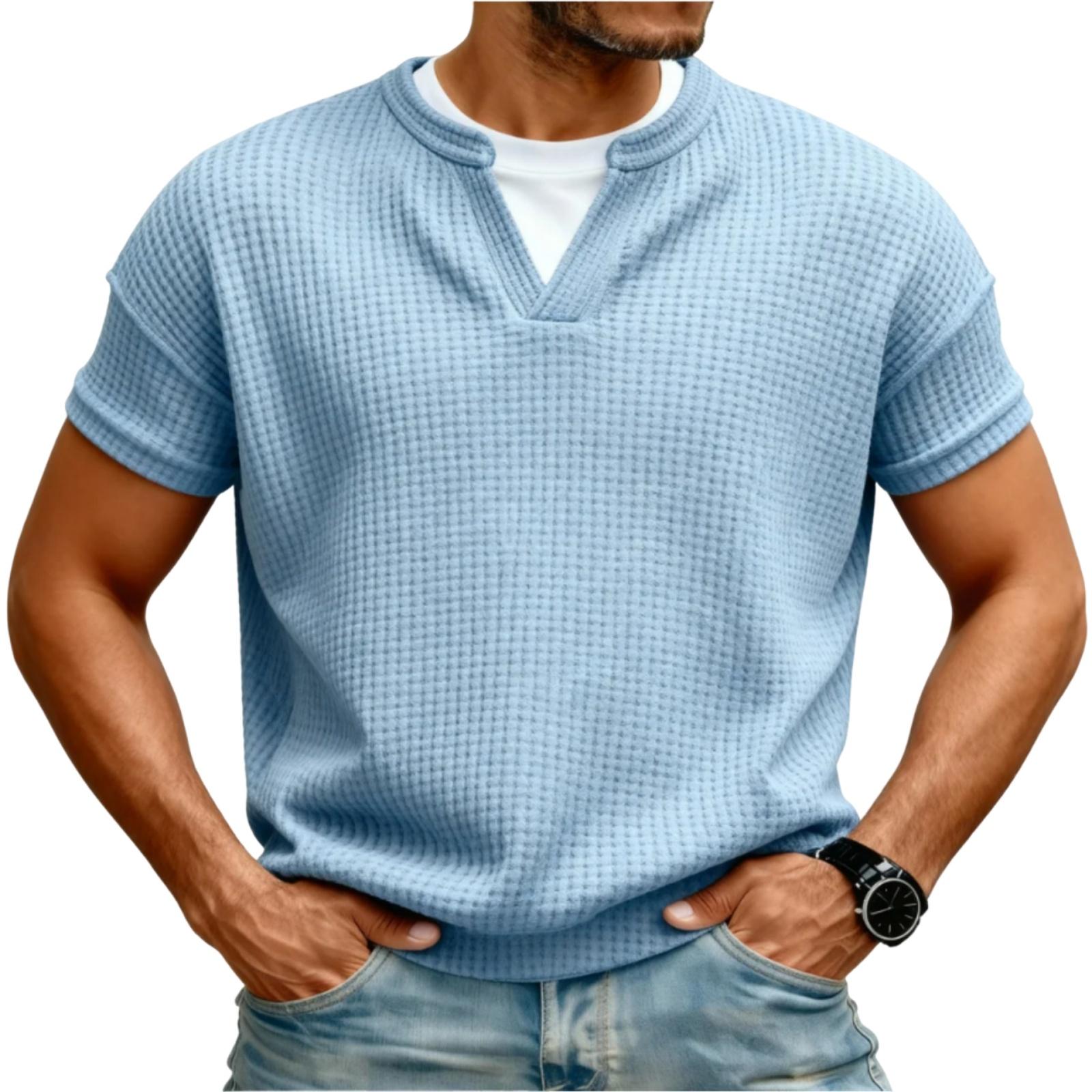 

Men s fashionable casual short-sleeved top XL синій