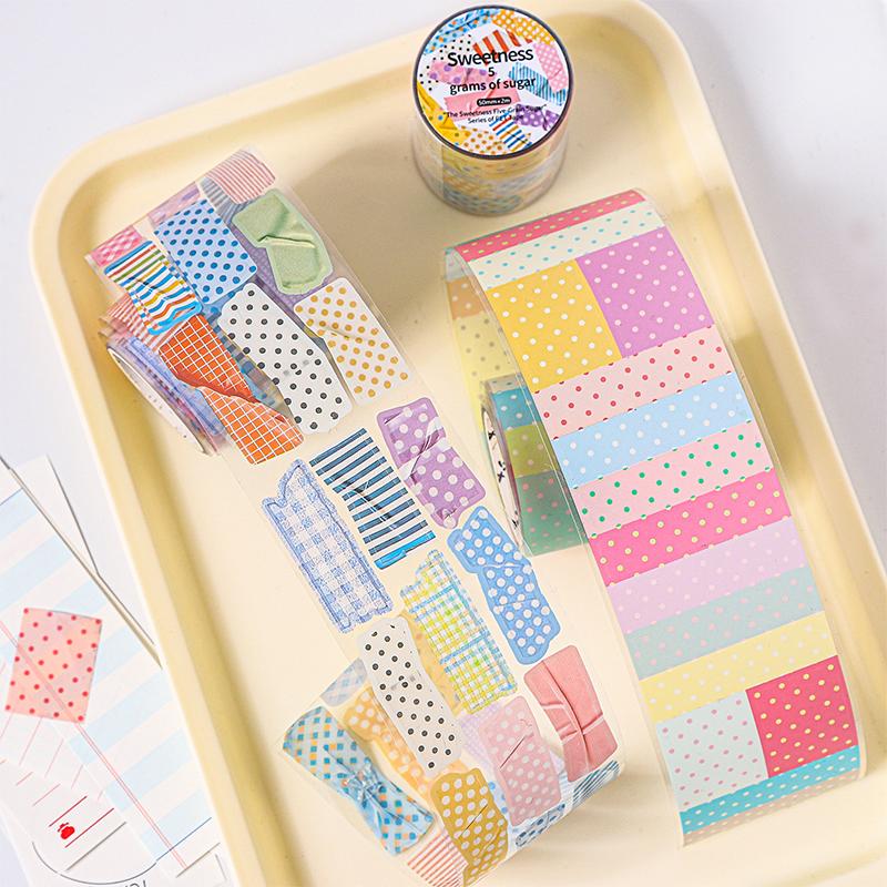 Journal GO 5x200cm Colorful Sugar Dot PET Tape Stickers Scrapbooking DIY Journal Diary Planner Card Craft Masking Tape