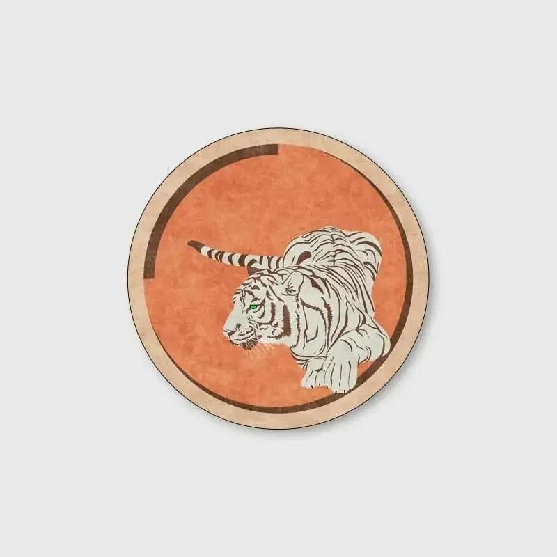 Lion Elephant Round Carpet Home Sofa Coffee Table Area Rugs Non Slip Floor Mat for Living Room Kitchen Bedroom Decor Washable