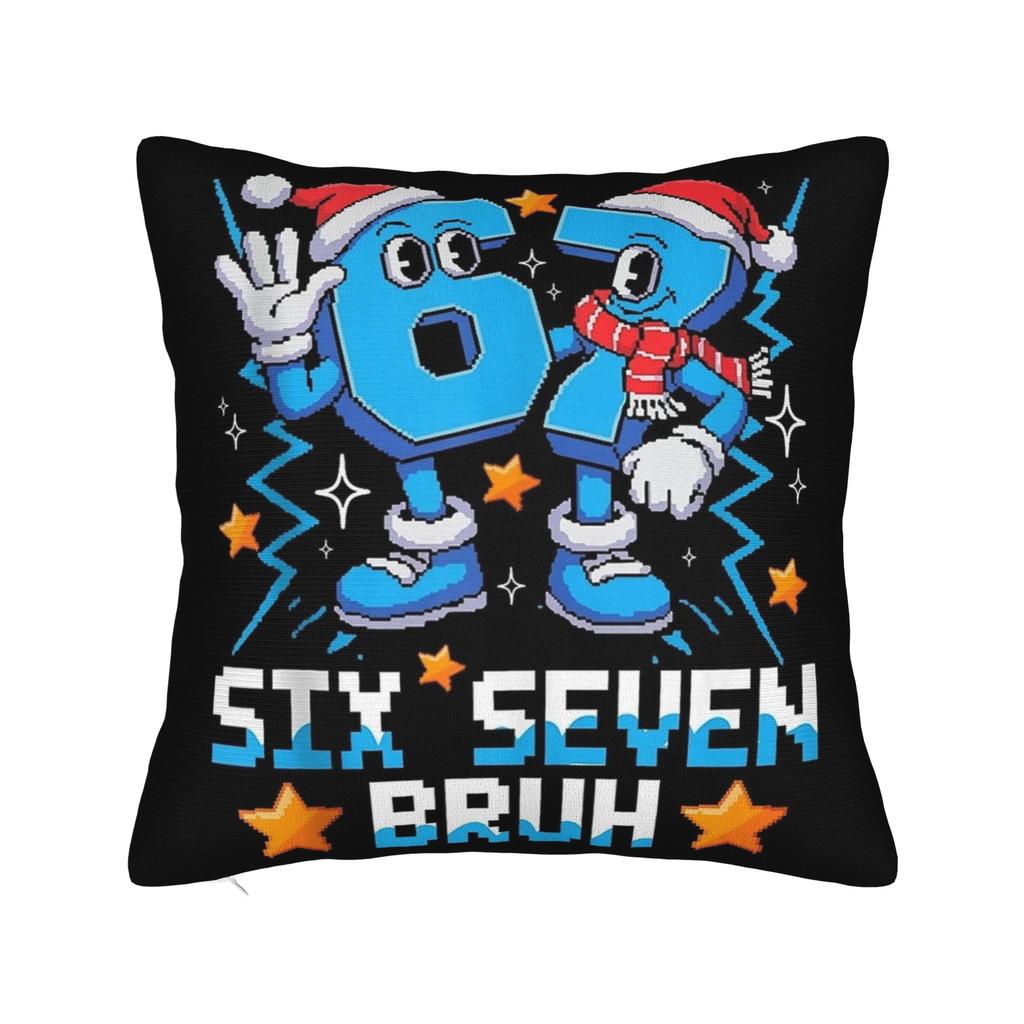 Funny 67 Six Seven Italian Brainrot 6 7 Meme Pillow Case  Design Pillow Cover Retro Trendy Pillowcases For Living Room Sofa