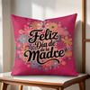 Feliz Dia MaMa Cushion Cover Natural Linen Organic Fabric DoubleSided Printing Couch Pillow Covers Home Decor