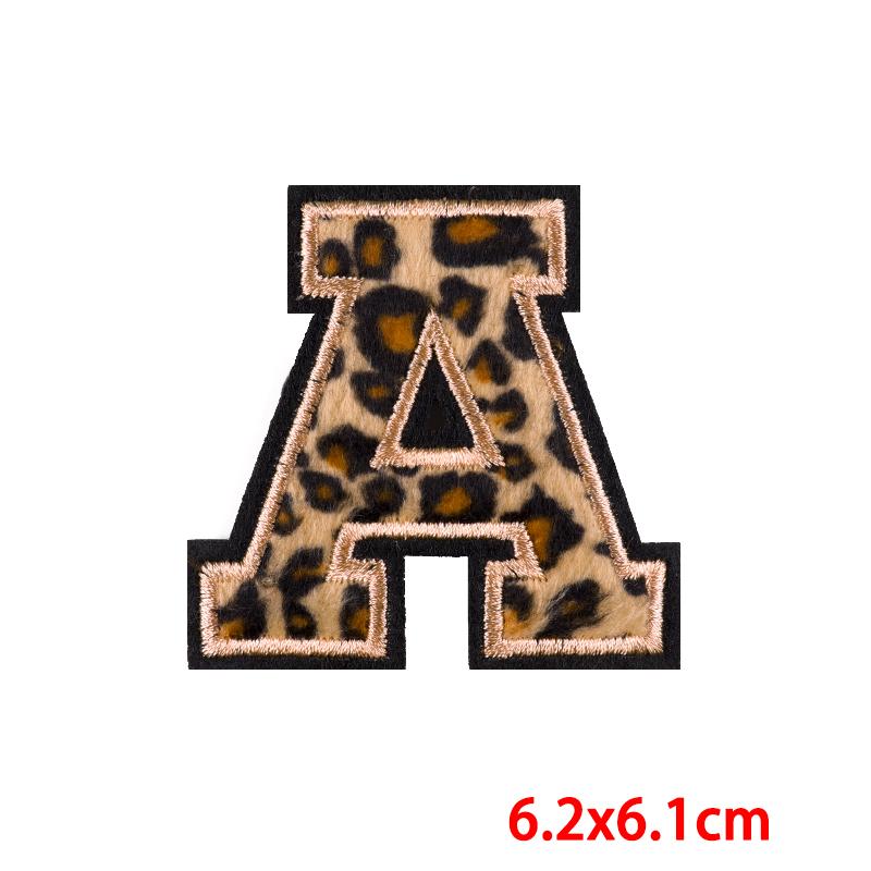 Leopard Print Letters Patch Iron On Patches For Clothing DIY Brand Name Patches On Clothes Fusible Patch For Clothes Stickers