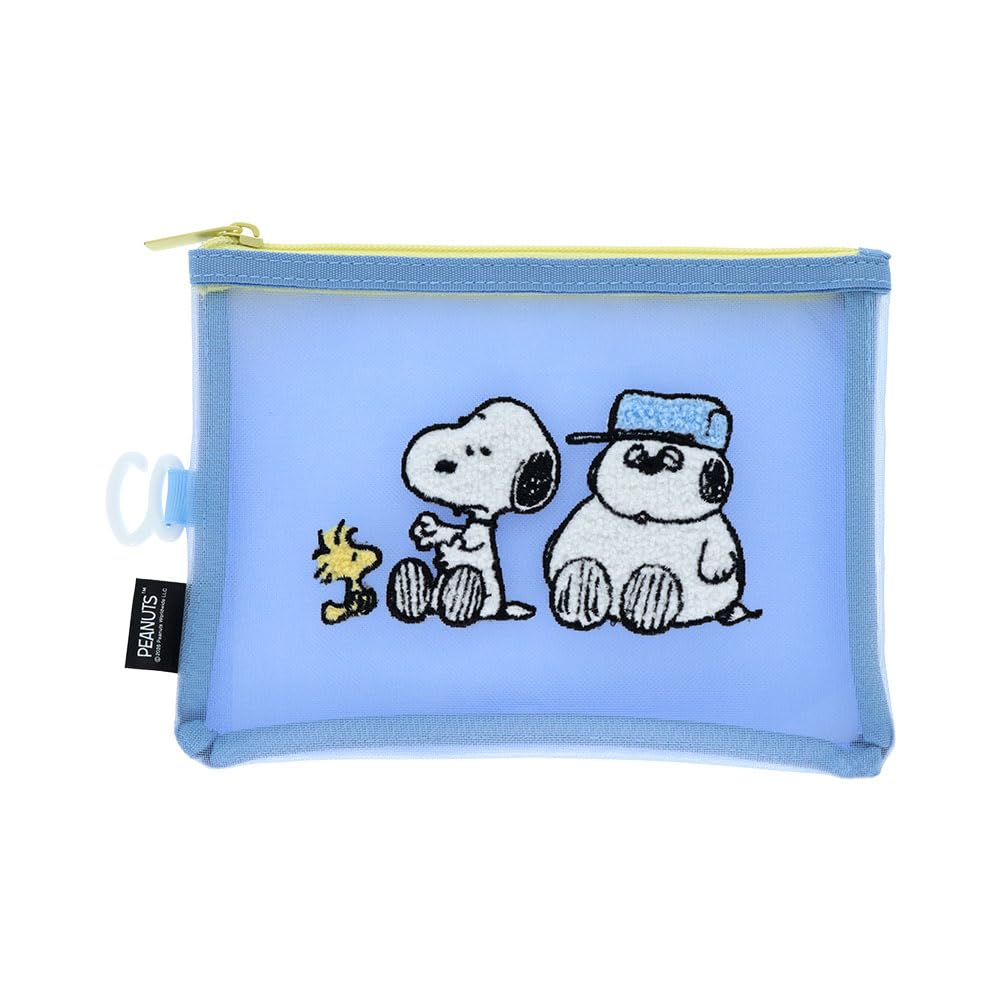 Stationery Snoopy Merchandise Mesh Sagara S2339188 Sun-Star Pouch, Material, Embroidery, Blue, синий