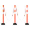 3 Packs Traffic Delineator Posts 871mm Safety Cones Weighted Base & Chains