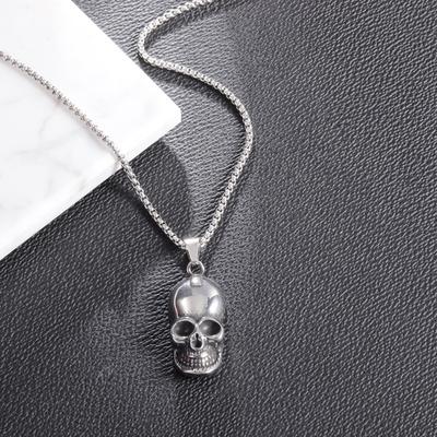 European and American Skull Personalized Necklace Punk Hip Hop Stainless Steel Necklace Retro Metal Style Mens Jewelry